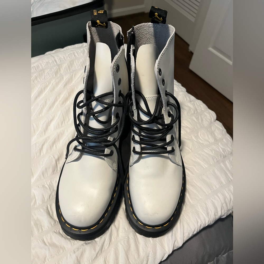 White Dr. Martens Combat Boots
